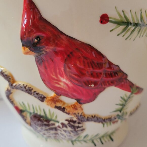 Jackson Perkins Ceramic Cardinal Planter - Hand-Painted Bird & Pinecone Design - - Picture 4 of 8